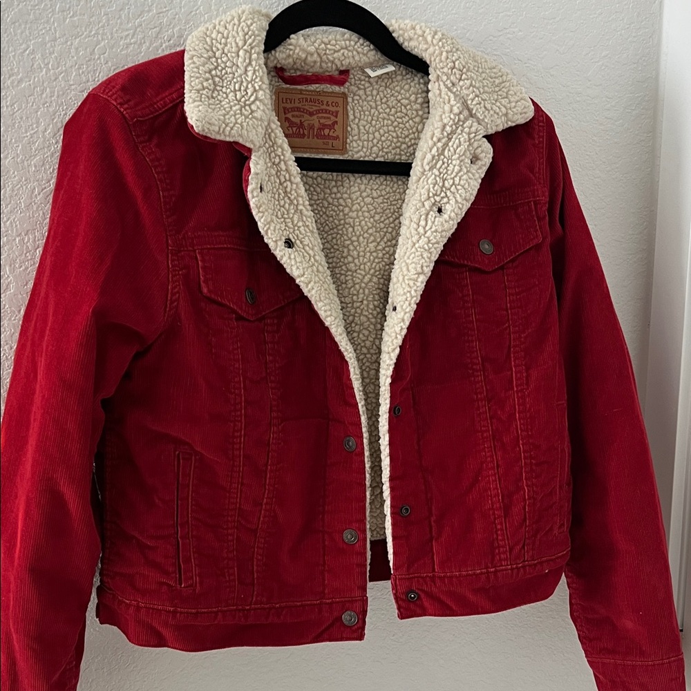 Levi's Women's Red Corduroy Sherpa Jacket